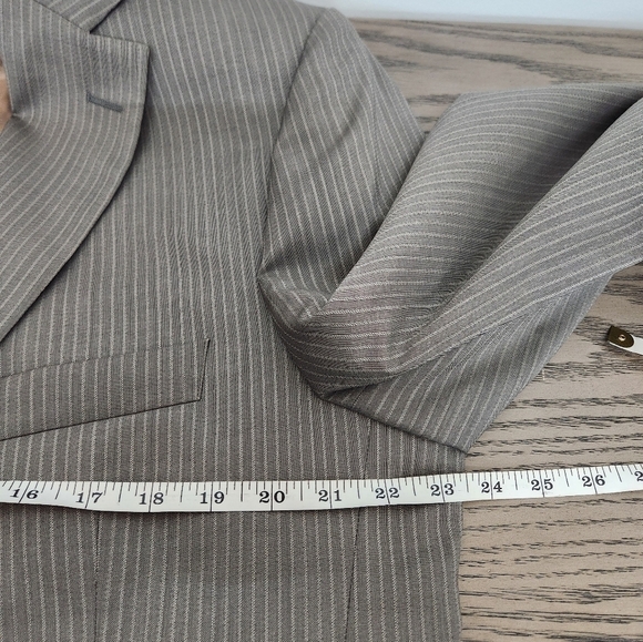 Hugo Boss Virgin Wool Blazer Mens 44L Light Brown Pinstripe Formal Workwear - Picture 11 of 13